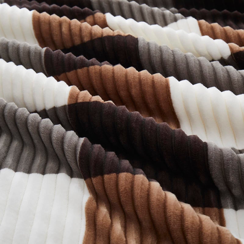 PU MEI Sherpa Blanket Twin Plaid Thick Bed Blanket  60 *80  Super Soft Flannel Fuzzy Fleece Reversible Velvet Plush Warm Blanket for Couch(Brown-Check  60""*80"") - Image 4